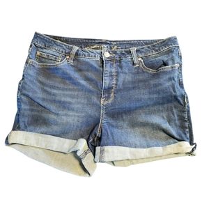 Seven 7 Blue Jean Shorts Sz 16 Dark Denim Cuffed 4" Inseam Womens Weekend